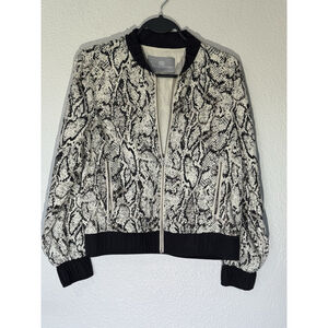 Snakeskin Print Short Bomber Jacket Chic Zip Up Street Style Fast Collectives